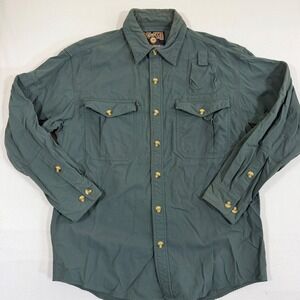 Duluth Trading Co Mens Medium Green Nylon Long Sleeve Utility Work Shirt M